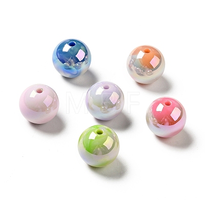 UV Plating Opaque Rainbow Iridescent Acrylic Beads MACR-D063-01B-1