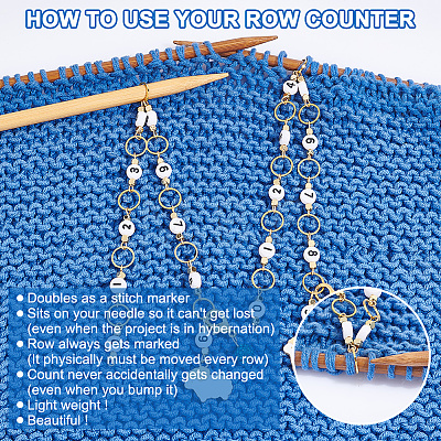 Acrylic Beaded Knitting Row Counter Chains HJEW-AB00378-1