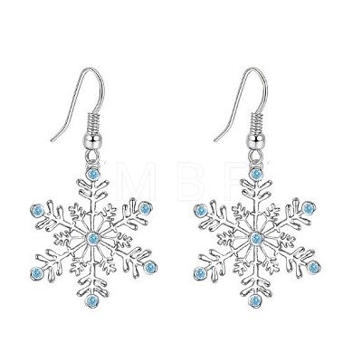 Snowflake Brass Micro Pave Clear Cubic Zirconia Dangle Earrings FS-WG5A986-04-1