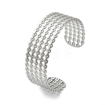 Hollow Out 304 Stainless Steel Cuff Bangles for Women BJEW-Z096-01P-1