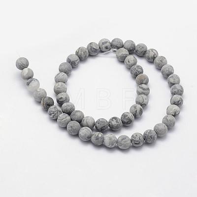 Natural Map Stone/Picasso Stone/Picasso Jasper Beads Strands G-F518-16-6mm-1