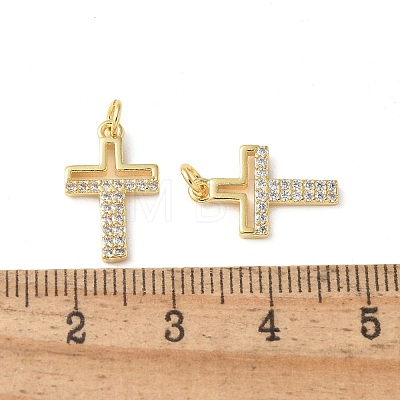 Brass Micro Pave Clear Cubic Zirconia Pendants KK-Q031-35G-03-1