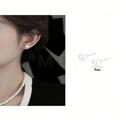 Elegant Vintage Style 999 Silver Faux Pearl Stud Earrings for Women ES4450-1-1