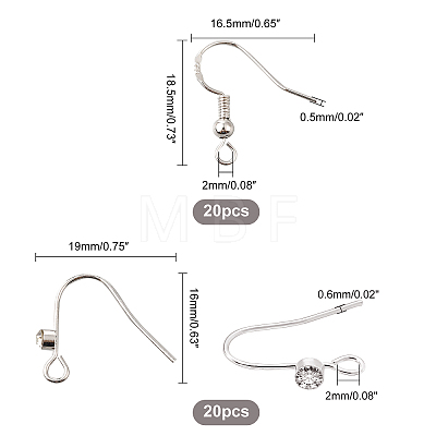   40Pcs 2 Style Brass Earring Hooks KK-PH0002-71-1