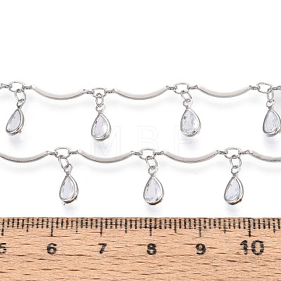 Brass Glass Scalloped Bar Chains CHC-T018-07P-1