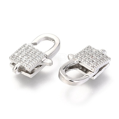 Brass Micro Pave Cubic Zirconia Lobster Claw Clasps ZIRC-O038-25P-1