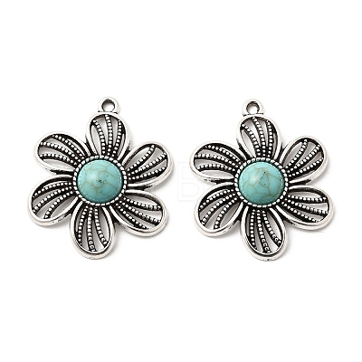 Tibetan Style Alloy & Acrylic Pendants FIND-B058-04AS-01-1