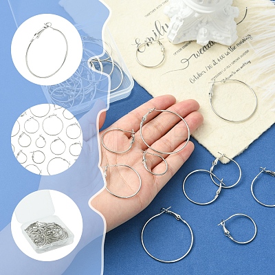 32Pcs 4 Styles Iron Huggie Hoop Earring Findings IFIN-FS0001-49B-1