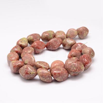 Natural Unakite Beads Strands G-K153-D30-1