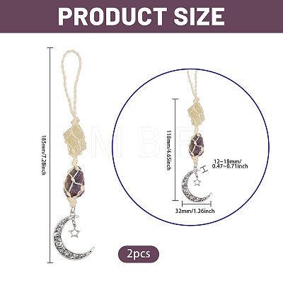 2Pcs Nuggets Natural Amethyst & Citrine Hanging Suncatchers AJEW-GL0003-29-1