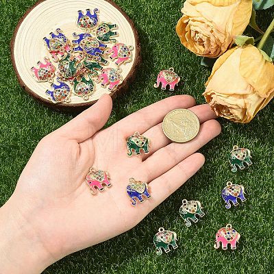 10Pcs Alloy Colorful Rhinestone and Enamel Pendants ENAM-YW0006-14A-1