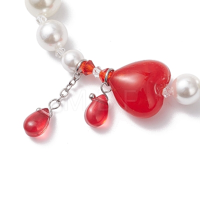 Shell Pearl & Glass Beads Charm Bracelets BJEW-TA00693-1