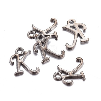 Gunmetal Plated Alloy Letter Pendants PALLOY-J718-01B-K-1