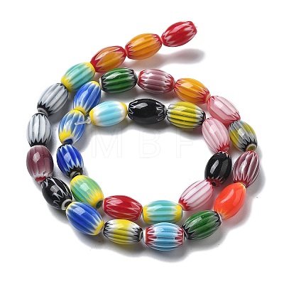 Handmade Millefiori Lampwork Beads Strands LAMP-F035-12-1