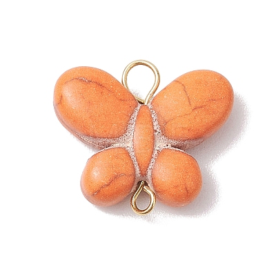 Dyed Synthetic Turquoise Butterfly Connector Charms PALLOY-JF02691-02-1