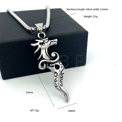 Fashion 304 Stainless Steel Dragon Head Punk Pendant Necklaces for Men TJ5102-1