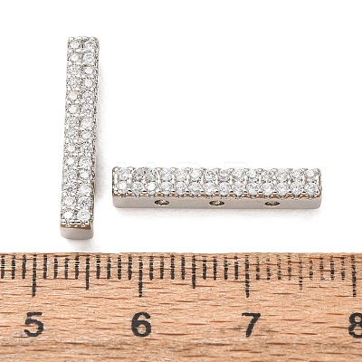 Brass Micro Pave Clear Cubic Zirconia Rectangle Spacer Bars CU-H003-02P-1