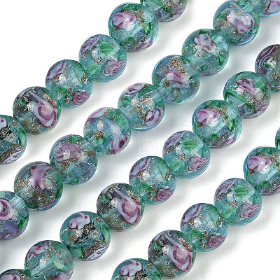1 Strand Handmade Glod Sand Lampwork Beads Strands LAMP-PA0001-77A-1