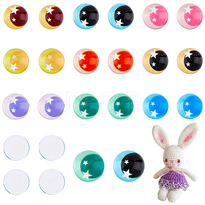 36Pcs 18 Style Star Two Tone Wiggle Googly Eyes Cabochons DIY Scrapbooking Crafts Toy Accessories GLAA-FH0001-57-1