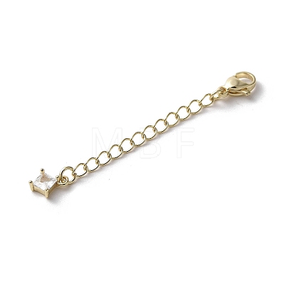 Brass Micro Pave Clear Cubic Zirconia Chain Extender KK-G491-52D-G-1