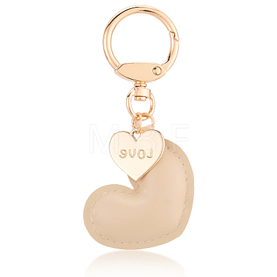 1Pc Imitation Leather Heart Keychain KEYC-CL0001-14C-1