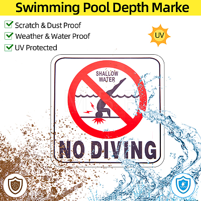 PVC Plastic No Diving Sign Stickers DIY-WH0472-01-1