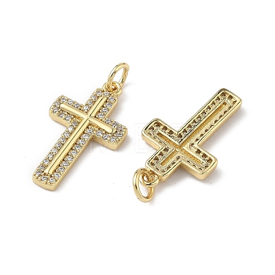 Brass Micro Pave Cubic Zirconia Pendants KK-Q039-08G-1
