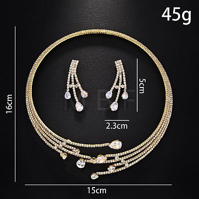 Alloy & Rhinestone Teardrop Earrings & Multi Layer Necklaces Sets for Women WG6BF78-02-1