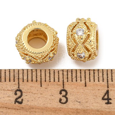 Rack Plating Brass Micro Pave Clear Cubic Zirconia Beads KK-U030-17G-1