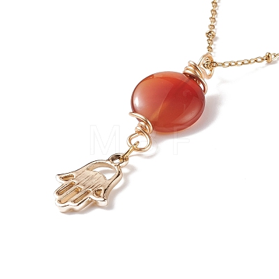 5Pcs 5 Style Moon and Star Planet Natural Red Agate Pendant Necklaces Set NJEW-JN03937-1
