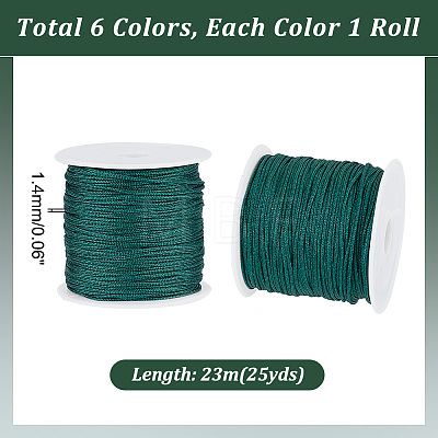   6 Rolls 6 Colors 23M Polyester Braided Thread OCOR-PH0002-63-1