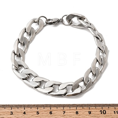 201 Stainless Steel Cuban Link Chains Bracelets for Women Men STAS-T077-19A-01P-1