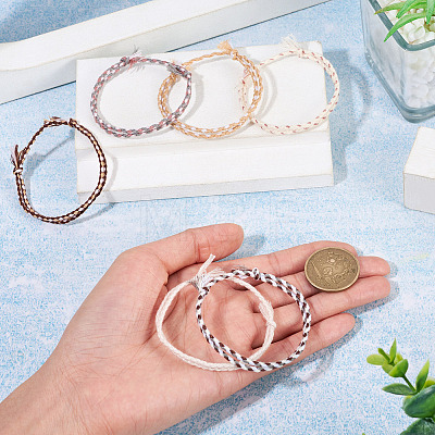 6Pcs 6 Colors Bohemian Cotton Cord Braided Bracelets BJEW-TA0001-28-1