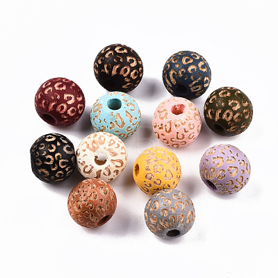 Painted Natural Wood Beads WOOD-T021-53A-M-1