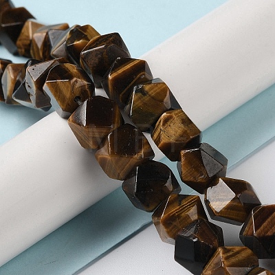 Natural Tiger Eye Star Cut Round Beads Strands G-M418-C03-01-1