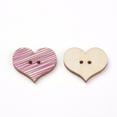 2-Hole Printed Wooden Buttons X-WOOD-S037-008-1
