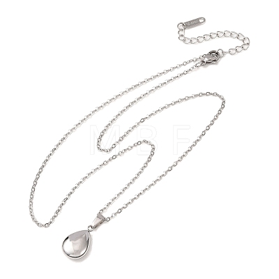 304 Stainless Steel Teardrop Pendant Cable Chain Necklaces for Men Women NJEW-K308-02B-P-1