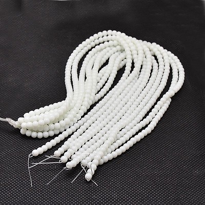 Opaque Solid Color Glass Round Beads Strands X-GLAA-F032-4mm-01-1