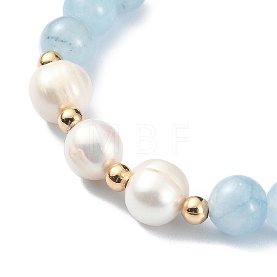 Natural Quartz & Pearl Beaded Stretch Bracelet for Women BJEW-JB09384-04-1