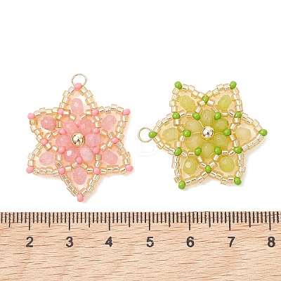Glass Seed Beaded & Dyed Natural Malaysia Jade Pendants PALLOY-MZ01291-1