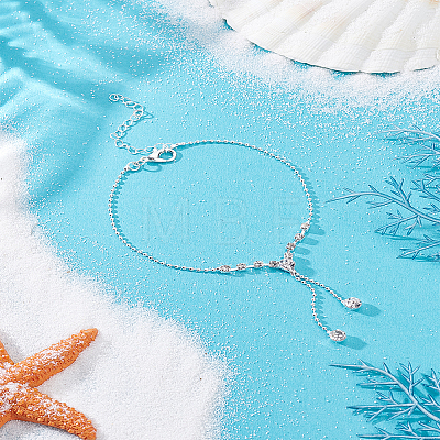 1Pc Brass & Crystal Rhinestone Anklets AJEW-LP0007-55S-1