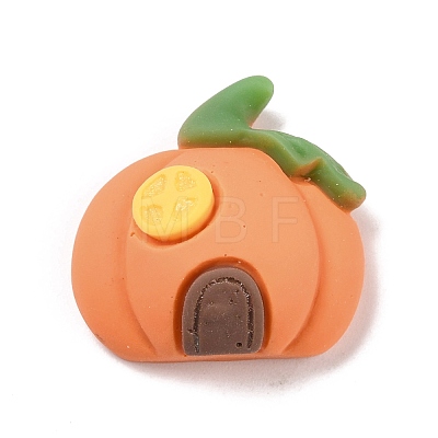Autumn Theme Pumpkin House Opaque Resin Cabochons RESI-F031-08-1