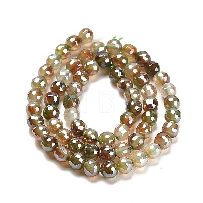 Electroplated Natural Agate Round Beads Strands G-L598-A01-01A-1