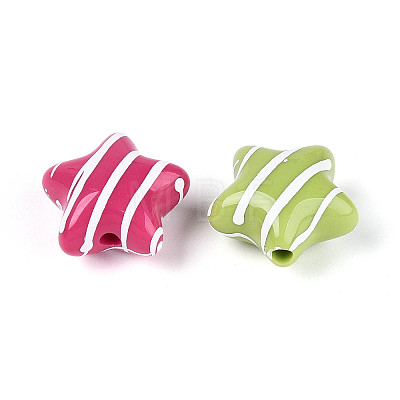 Opaque Acrylic and Enamel Beads X-SACR-T018-19M-1