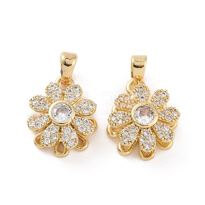 Rotatable Brass Micro Clear Pave Cubic Zirconia Charms KK-E068-VC296-1