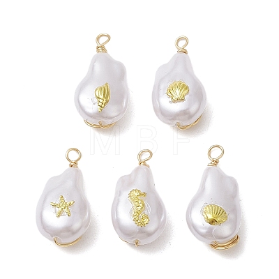 ABS Plastic Imitation Pearl Pendants PALLOY-JF02601-01-1