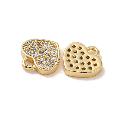 Brass Micro Pave Clear Cubic Zirconia Charms KK-E098-09G-1