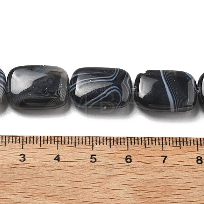Natural Black Agate Beads Strands G-K392-B02-13x18mm-1