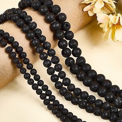5 Strands Natural Lava Rock Round Beads Strands G-LT0001-02B-02-1