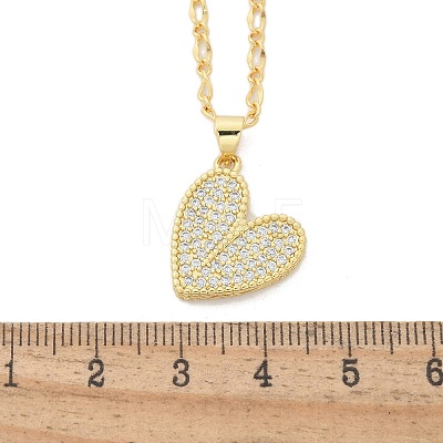 Brass Micro Pave Clear Cubic Zirconia Heart Pendant Necklaces for Women NJEW-M088-01G-01-1